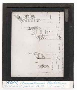 Rom: Hadriansmausoleum (Engelsburg), Zeichnung frühes 16. Jhd.