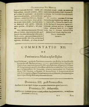Commentatio XII. De Pœnitentiæ vi Medica instar Resinæ.