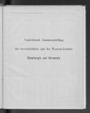 Vergleichende Zusammenstellung der See-Schiffahrt und der Waaren-Einfuhr Hamburg's und Bremen's.