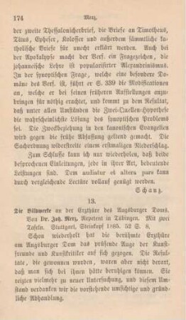 174-176 [Rezension] Merz, Johannes, Die Bildwerke an der Erzthüre des Augsburger Doms