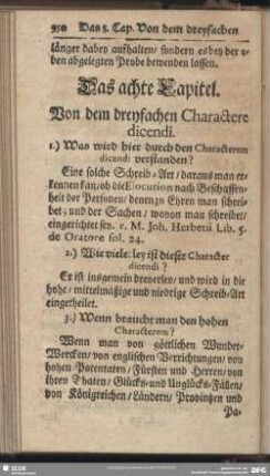 Das achte Capitel. Von dem dreyfachen Charactere dicendi
