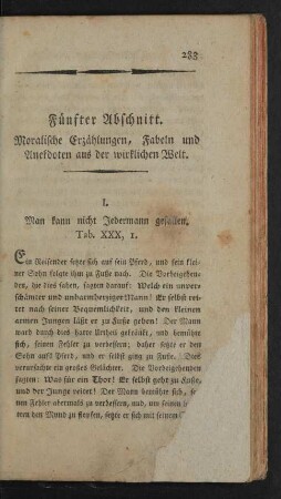 Fuenfter Abschnitt. Moralische Erzaehlungen, Fabeln und [...]