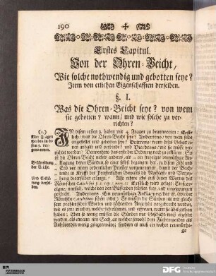 Erstes Capitul. Von der Ohren-Beicht, Wie solche nothwendig und gebotten seye?