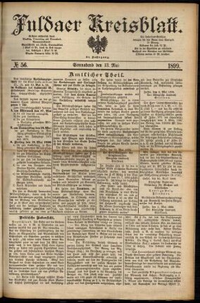 Erste Ausgabe vom Samstag, den 13. Mai 1899.