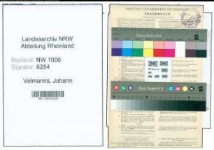 Entnazifizierung Johann Velmanns , geb. 24.05.1906 (Landwirt)