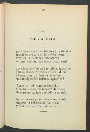 VI. : Vida muerta