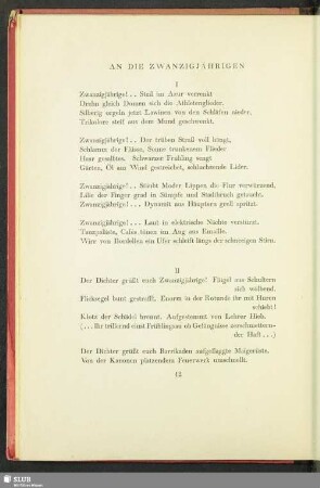 An Die Zwanzigjährigen