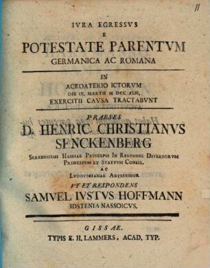 Iura egressus e potestate parentum germanica ac romana