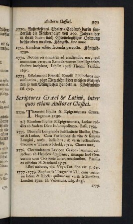 271-297, Scriptores Graeci & Latini inter quos etiam Auctores Classici - Epistolographi