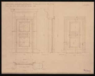 Schloss Posen, Posen Umbau: Ansichten, Grundriss und Schnitt Türen 1.OG 1:10