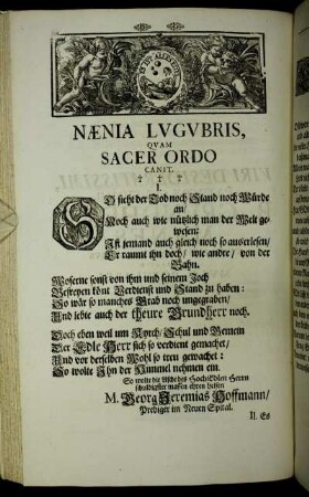 Nænia Lugubris. Quam Sacer Ordo Canit.