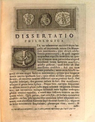 Dissertatio Philologica Qua Nonnulla Monumenta Sacrae Vetustatis Ex Museo Victorio Depromta Aeri Incisa Tabula Vulgantur, Expenduntur, Illustrantur