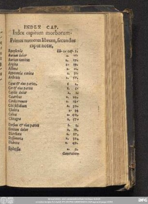Index capitum morborum.