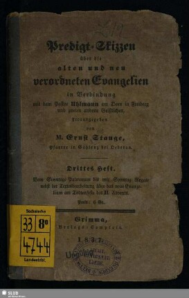 3: Vom Sonntage Palmarum bis mit Sonntag Rogate nebst der Textesbearbeitung über das neue Evangelium am Todtenfeste des II. Advents