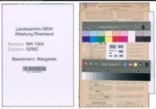 Entnazifizierung Margarete Beeckmann , geb. 20.03.1920 (Postangestellte)