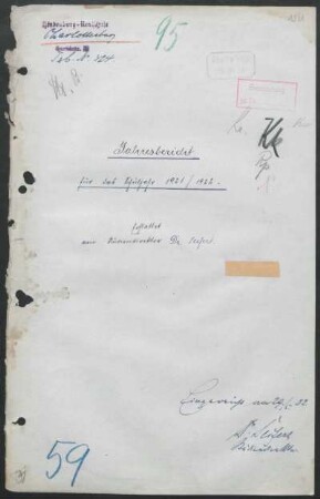 1921/22: Jahresbericht über das Schuljahr - ... 1921/22