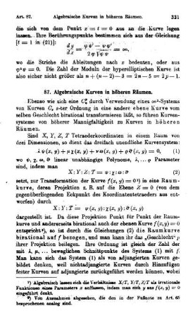 87. Algebraische Kurven in höheren Räumen