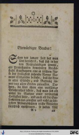 Ehrwürdiger Bruder!