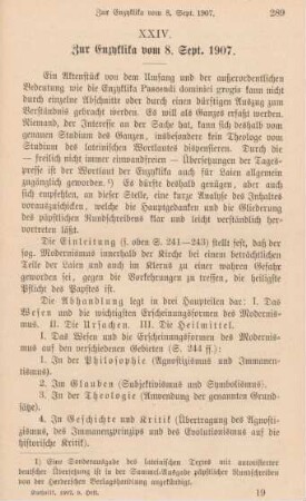 289-297 Zur Enzyclica vom 8. Sept. 1907