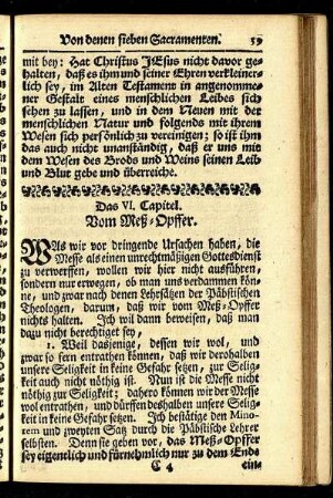 Das VI. Capitel. Vom Meß-Opffer.