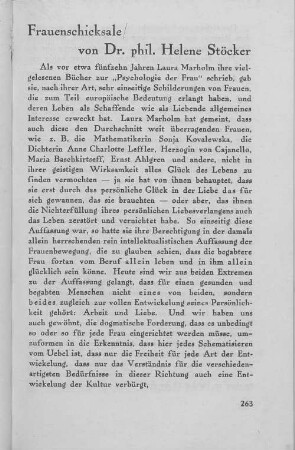 Frauenschicksale/ von Dr. phil. Helene Stöcker