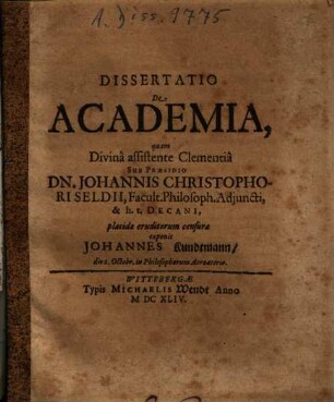 Dissertatio De Academia