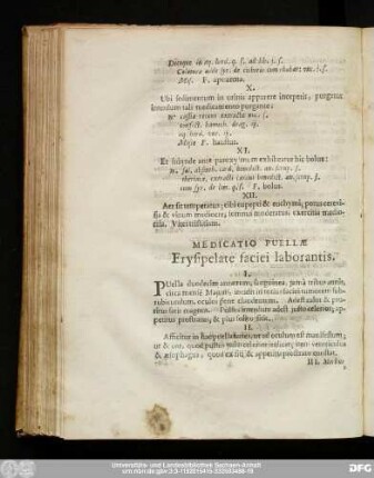 Medicatio Puellae Erysipelate faciei laborantis.