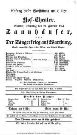 Tannhäuser, und Der Sängerkrieg auf Wartburg