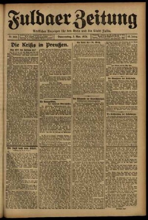 Ausgabe vom Donnerstag, den 03. November 1921.