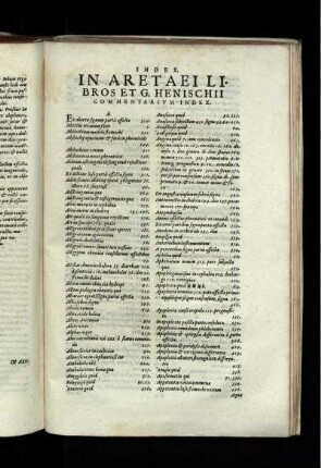 In Aretaei Libros Et G. Henischii Commentarium Index