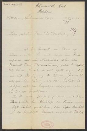 Brief an B. Schott's Söhne : 27.08.1896