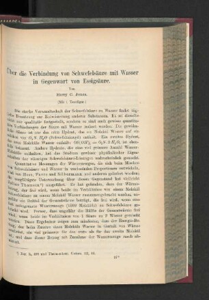 Über die Verbindung von Schwefelsäure mit Wasser in Gegenwart von Essigsäure