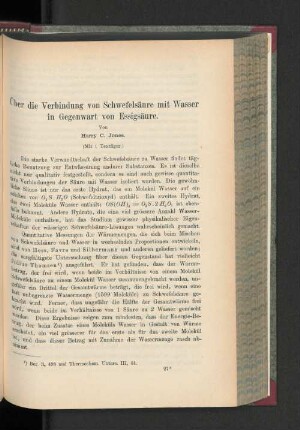 Über die Verbindung von Schwefelsäure mit Wasser in Gegenwart von Essigsäure