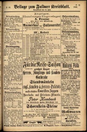 Zweite Ausgabe vom Samstag, den 11. Juli 1896.
