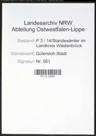 Heiratsregister Standesamt Gütersloh-Stadt