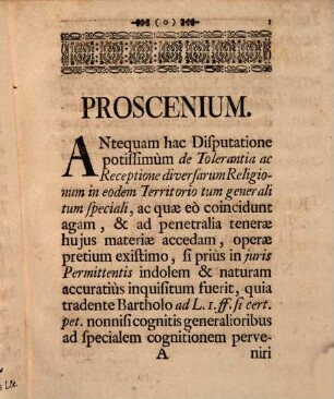 Dissertatio inauguralis iuridica Germano-historico-canonico-publica de diversarum religionum in eodem territorio tolerantia ac receptione generica & speciali