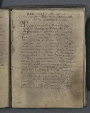 Exhortatio, Oder vermanung vor dem Altar, vom Sacrament, an die Communicanten