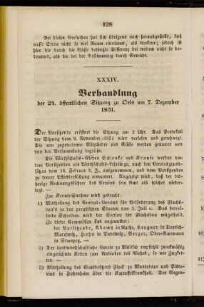 XXXIV. Verhandlung der 24. öffentlichen Sitzung zu Oels am 7. Dezember 1851.