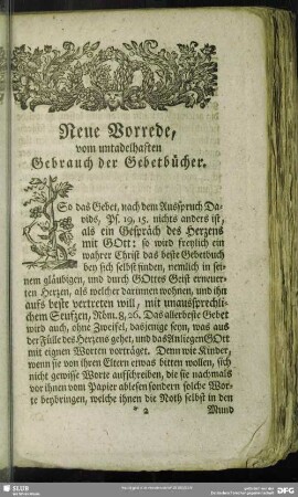 Neue Vorrede, vom untadelhaften Gebrauch der Gebetbücher