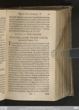 Epistola XIII. Bruxellam. Maximiliano Plowierio, Viro Nobili & Amico S. D.