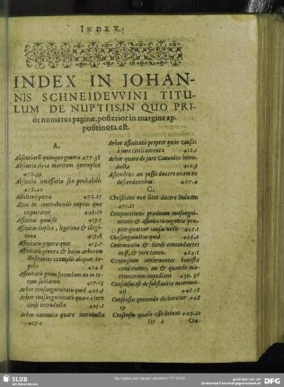 Index In Johannis Schneidewini Titulum De Nutiis ...