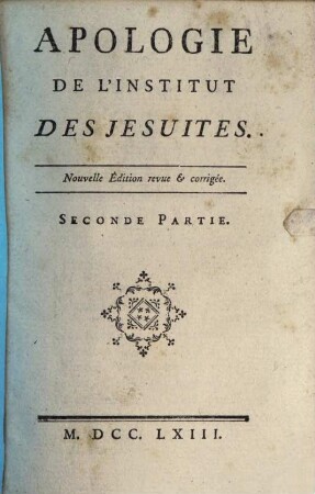 Apologie De L'Institut Des Jesuites, 2