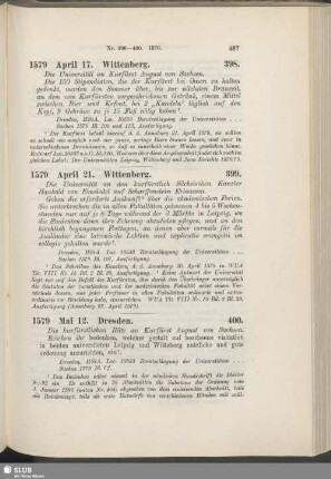 400. 1579, Mai 12. Dresden