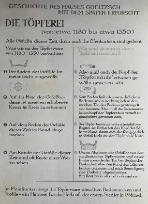 Darstellung d. Entwicklung der Töpfertechnik, Mus., Rodewisch