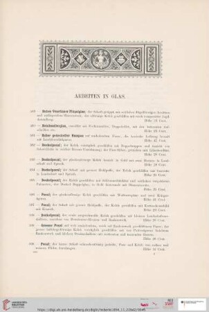 Arbeiten in Glas (Nr. 589 - 648)