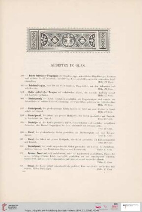 Arbeiten in Glas (Nr. 589 - 648)