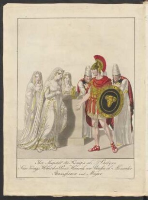 Jhro Majestät die Königin als Statyra Seine Königl. Hoheit Prinz Heinrich von Preussen als Alexander Prinzessinnen und Magier