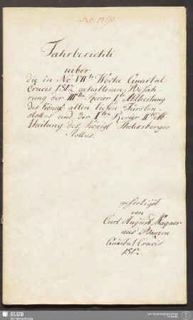 Fahrberichte uiber die in No: VIIte Woche Quartal Crucis 1812 gehaltenen Befahrung der IIIten Revier Ite Abtheilung des Königl: alten tiefen Fürstenstollns und der Iten Revier IIte Abtheilung des Königl. Thelersberger Stollns - 18.6164 4.