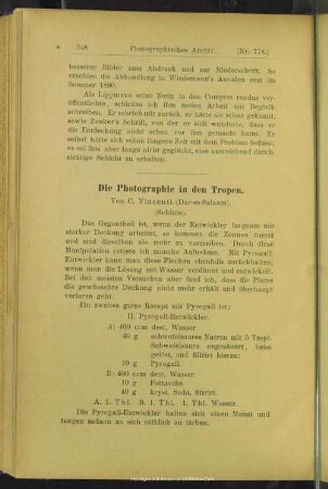 Die Photographie in den Tropen