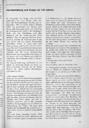 Hermannsburg und Kropp vor 120 Jahren.